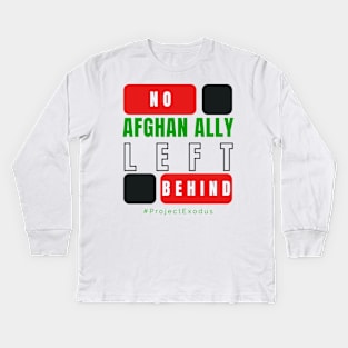 No Afghan ally left behind (back design, light background) Kids Long Sleeve T-Shirt